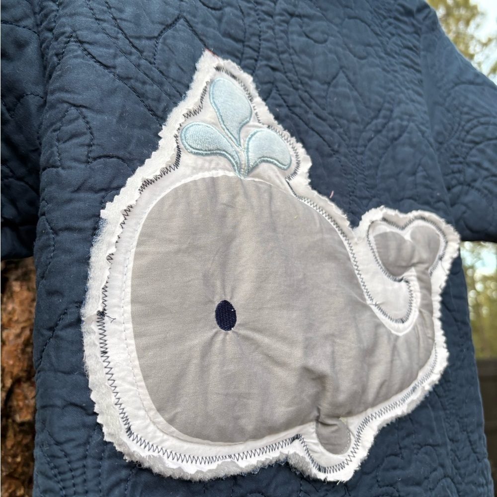 Kids Quilted Hoodie with Whale Design - Picture 3 of 5